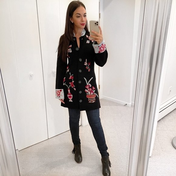 Anthropologie Sweaters - Anthro MOTH Embroidered Wool Long Cardigan